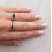 Λευκόχρυσο μονόπετρο δαχτυλίδι Κ14 με μαύρο ζιργκόν
